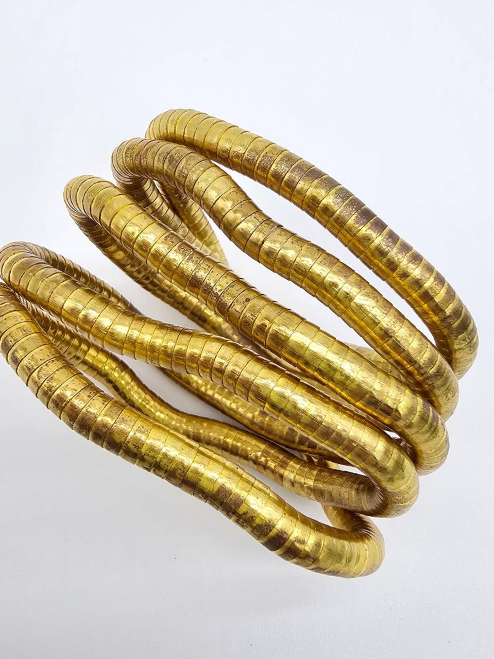 Gold Color Coil Necklace/Bracelet -Moldable/Snake Coil Retro Jewelry Gold